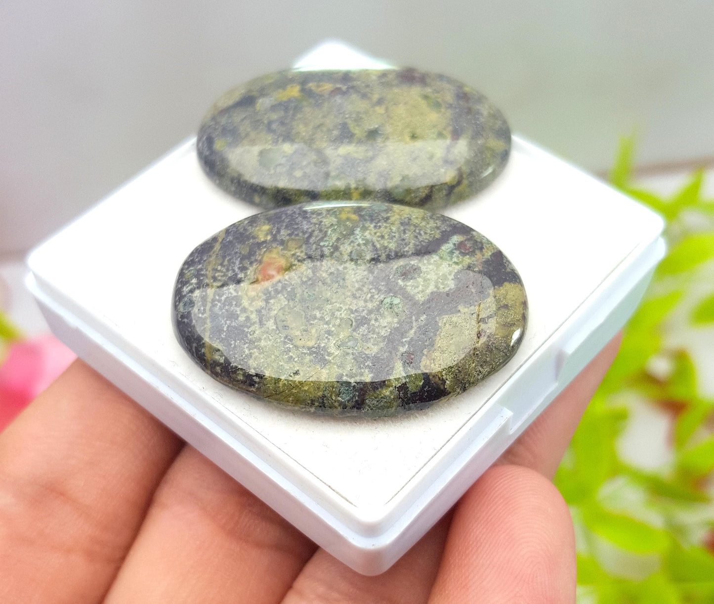 Natural Dragon Blood Jasper, Oval Cabochon Gemstone Lot, 91.20 Carat, Size-35x25x5mm To 35x24x5mm, Gift For Her, PC-2