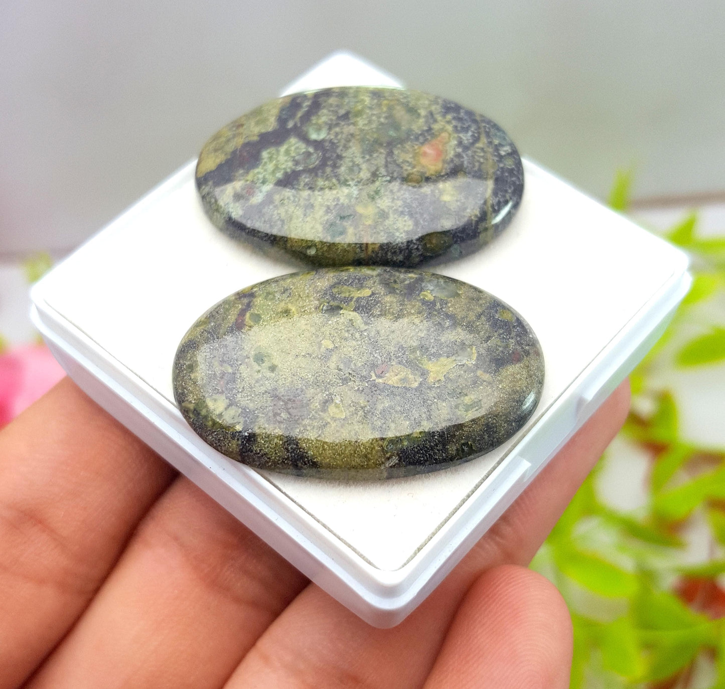 Natural Dragon Blood Jasper, Oval Cabochon Gemstone Lot, 91.20 Carat, Size-35x25x5mm To 35x24x5mm, Gift For Her, PC-2