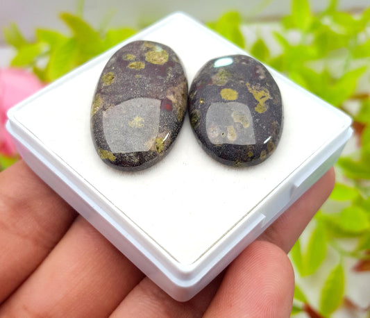 Natural Dragon Blood Jasper, Oval Cabochon Gemstone Lot, 64.20 Carat, Size-30x18x6mm To 35x18x6mm, Gift For Her, PC-2