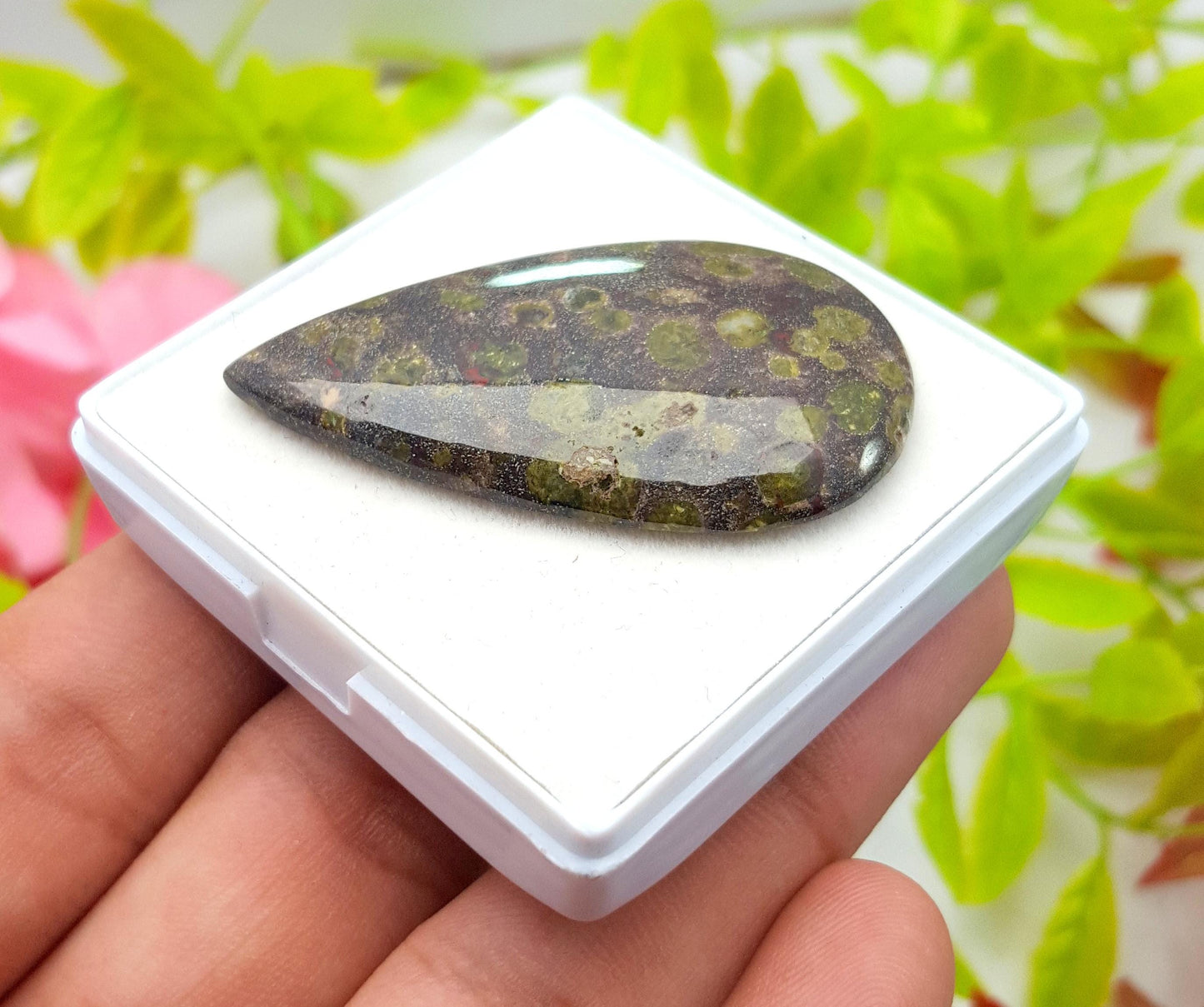 Natural Dragon Blood Jasper, Pear Shape Cabochon Loose Gemstone, 46.70 Carat, Size-38x23x5mm, Gift For Her, PC-1