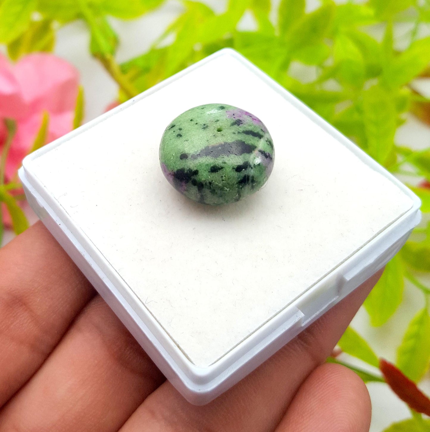 Zoisite, Natural Ruby Zoisite, Drilled Ball Loose Gemstone, 37.30 Carat, Size-19x19x11mm, Gift For Her, PC-1