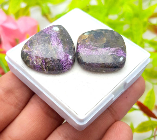 Natural Purpurite, Mix Shape Cabochon Gemstone Lot, 65.10 Carat, Size-22x24x7mm To 29x25x9mm, Gift For Her, PC-2