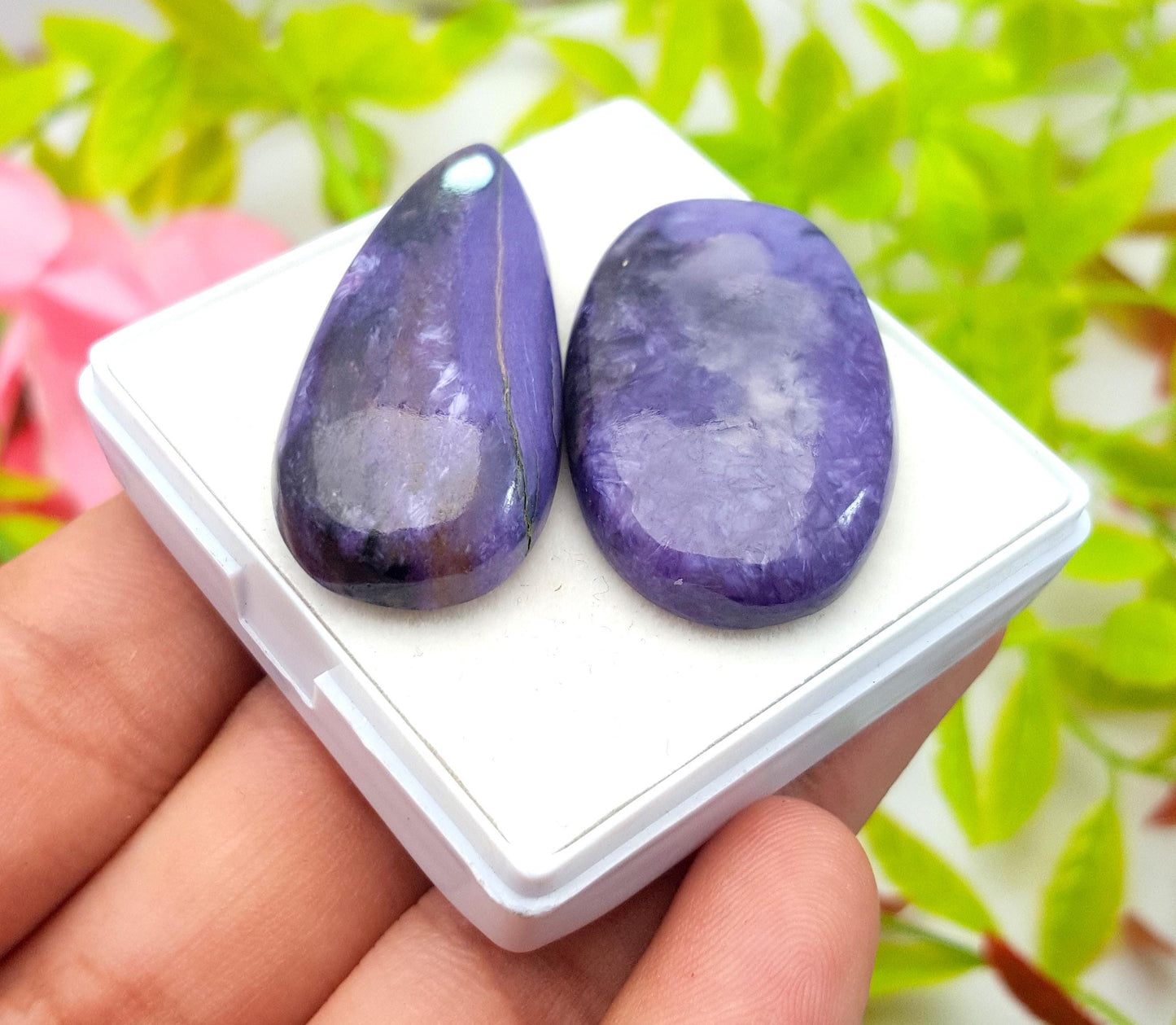 Charoite, Natural Charoite, Mix Shape Cabochon Gemstone Lot, 92.80 Carat, Size-35x22x6mm To 40x18x8mm, Gift For Her, PC-2