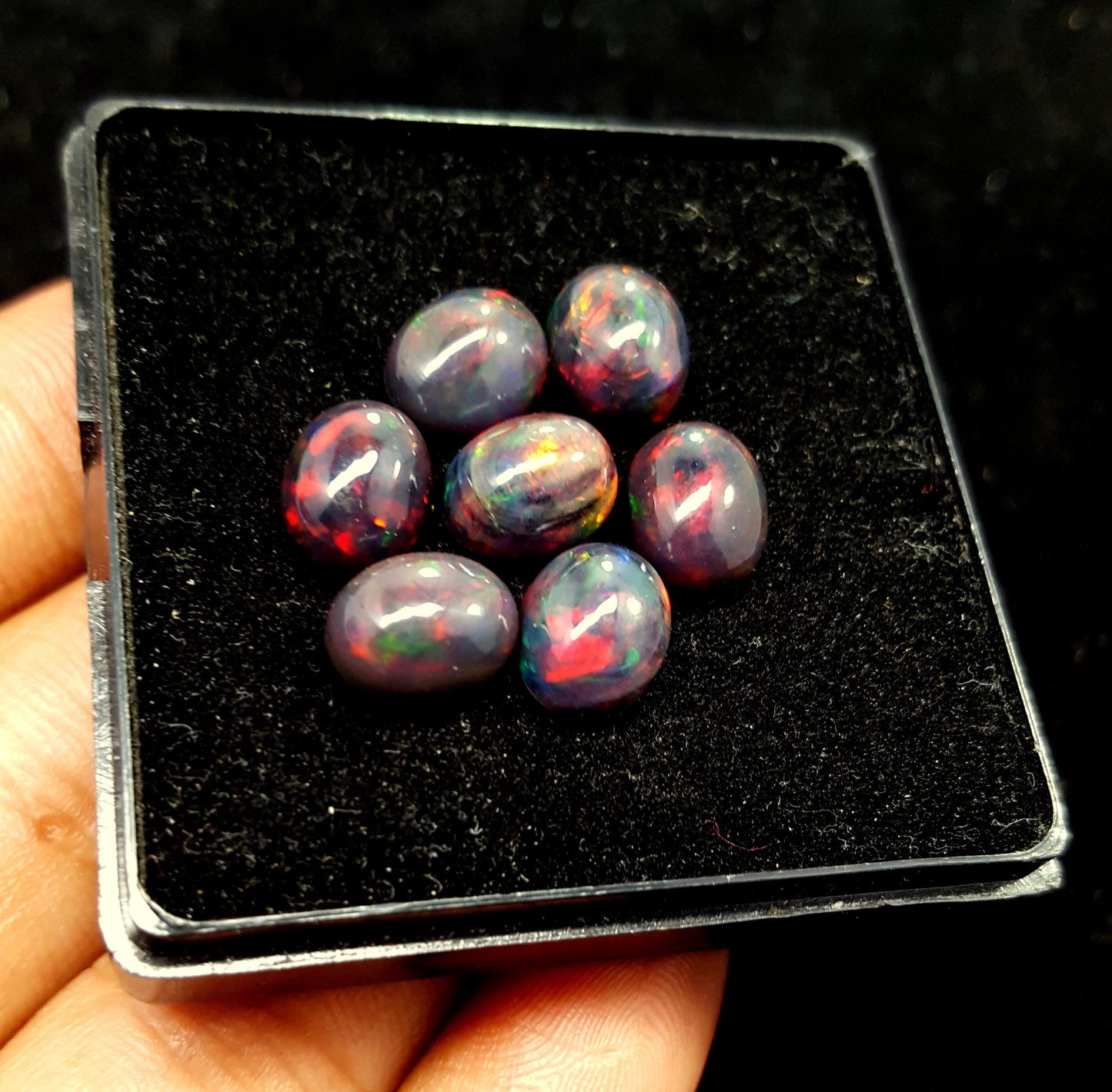 Opal, Natural Black Ethiopian Opal, Oval Cabochon Gemstone Lot, 14.20 Carat, Size-10x8x5mm, Gift For Her, PC-7