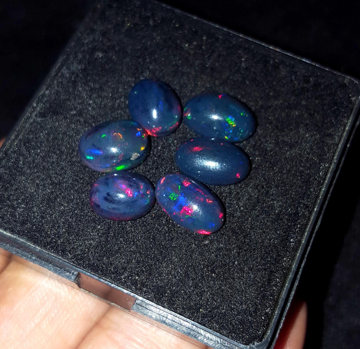 Rare & Natural Black Ethiopian Opal, Oval Cabochon Gemstone Lot, 11.00 Carat, Size-12x8x5mm To 10x8x5mm, Gift For Her, PC-6