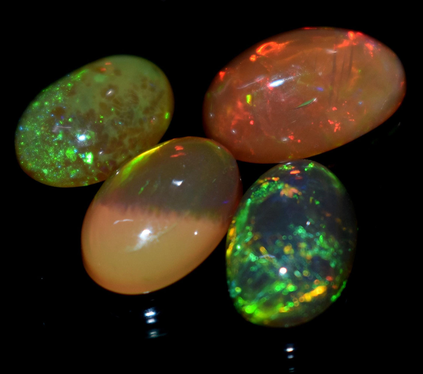 Natural Ethiopian Opal, Oval Welo Fire Cabochon Gemstone Lot, 8.50 Carat, Size-13x9mm To 11x8mm, Gift For Her, PC-4