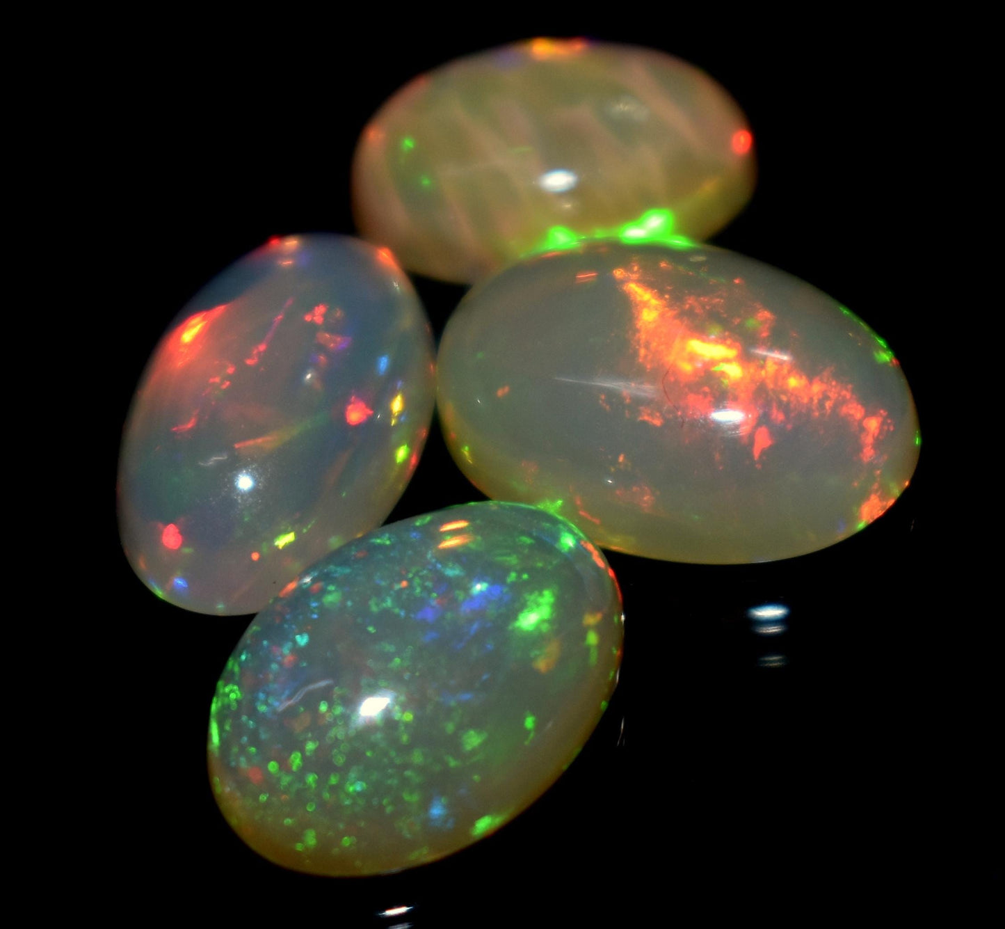 Rare & Natural Ethiopian Opal, Oval Welo Fire Cabochon Gemstone Lot, 8.55 Carat, Size-13x9mm To 11x7mm, Gift For Her, PC-4