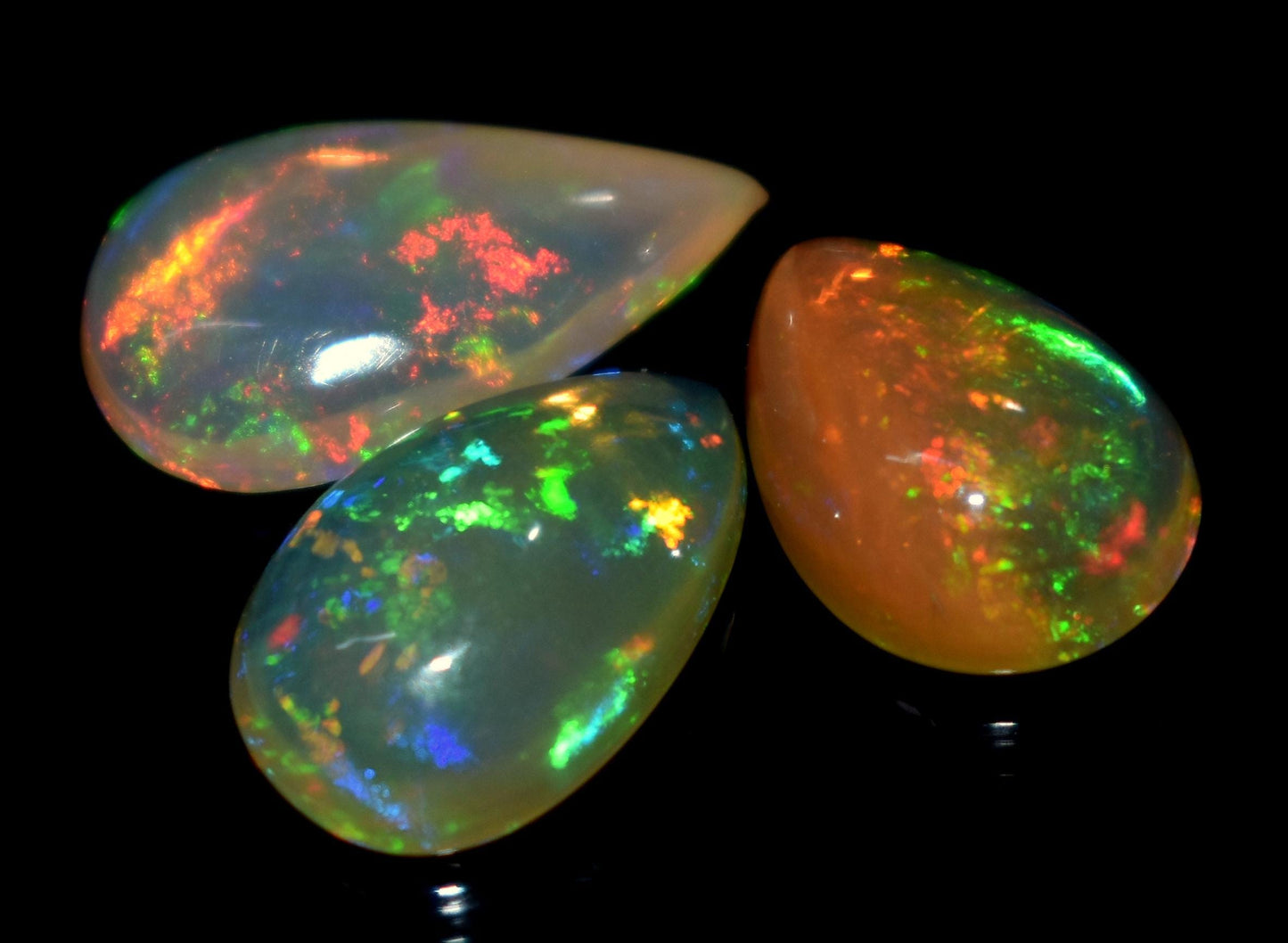 Rare & Natural Ethiopian Opal, Pear Welo Fire Cabochon Gemstone Lot, 7.40 Carat, Size-16x9mm To 12x9mm, Gift For Her, PC-3