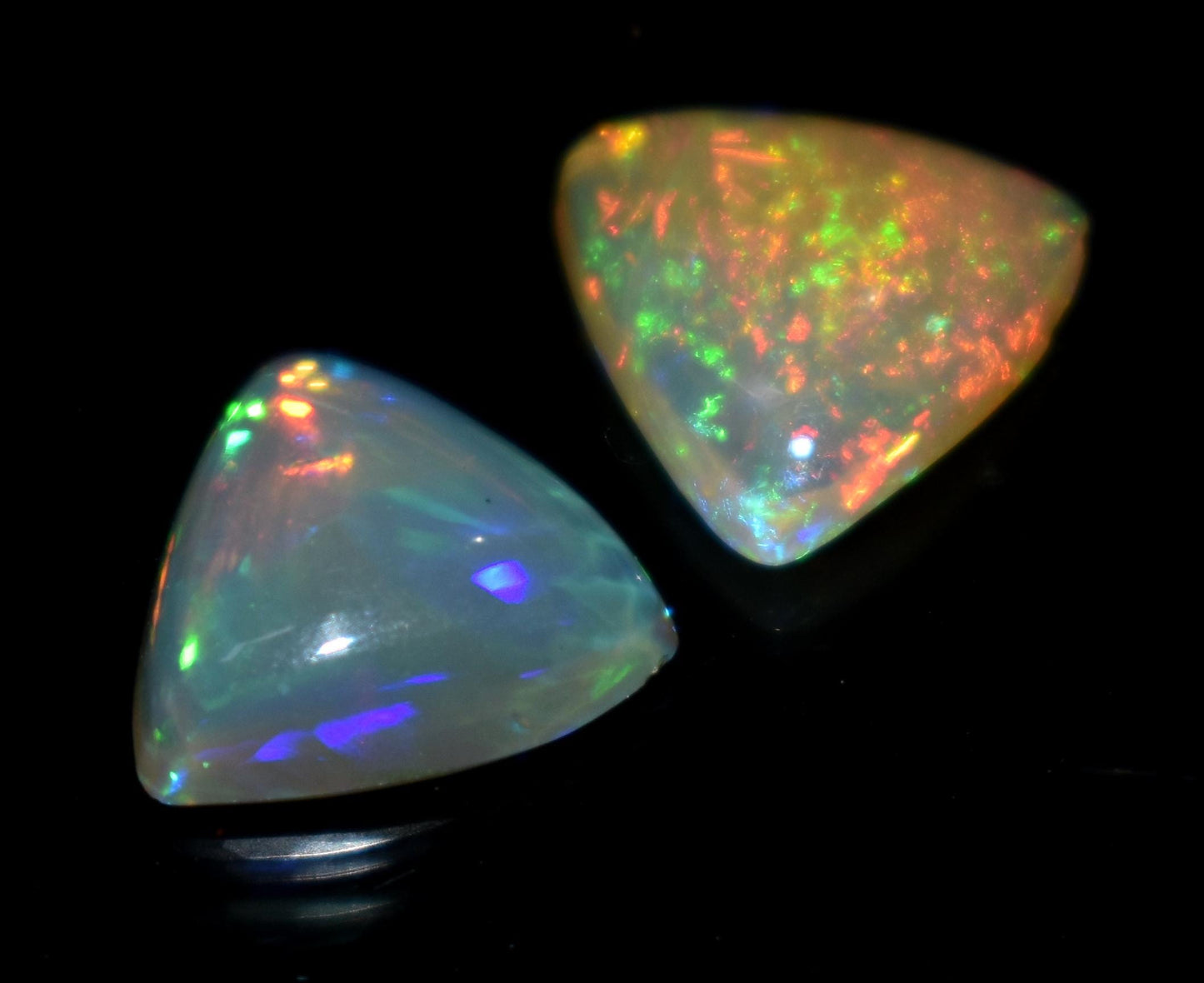 Rare & Natural Ethiopian Opal, Trillion Welo Fire Cabochon Gemstone Lot, 2.60 Carat, Size-10mm To 9mm, Gift For Her, PC-2