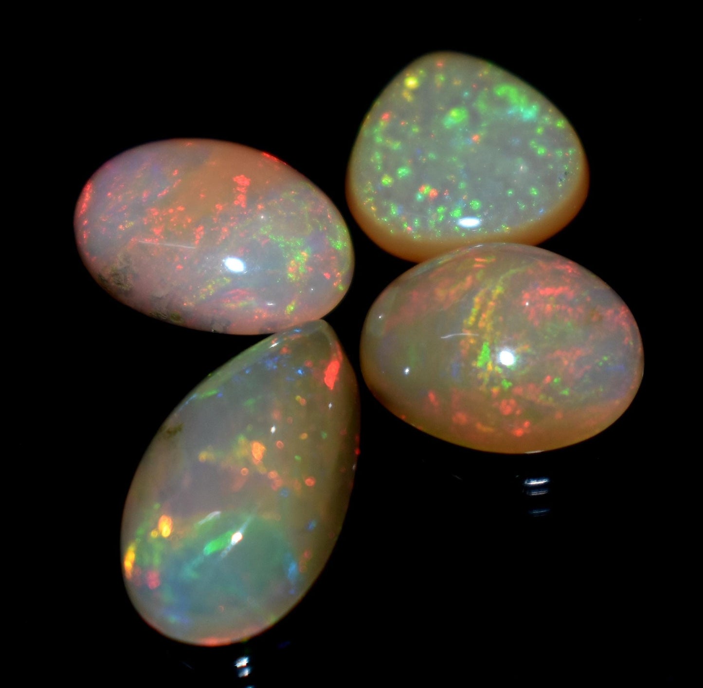 Rare & Natural Ethiopian Opal, Mix Shape Welo Fire Cabochon Gemstone Lot, 7.45 Carat, Size-14x8mm To 10x9mm, Gift For Her, PC-4