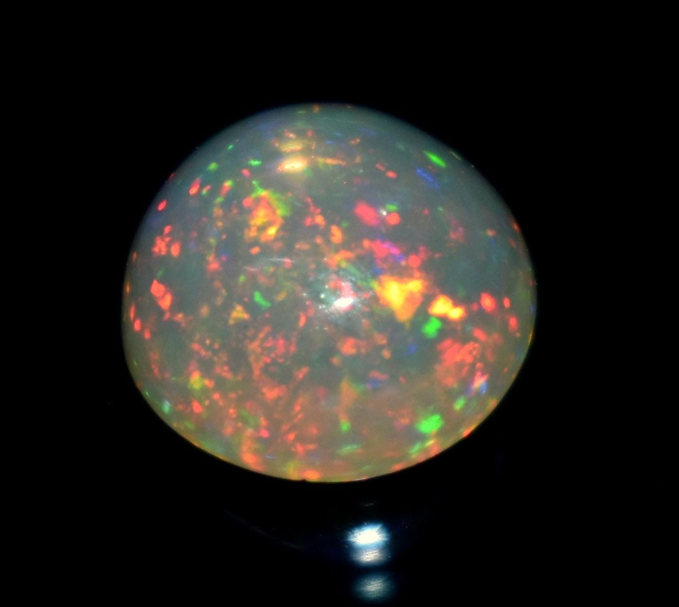 Opal, Natural Ethiopian Opal, Round Shape Welo Fire Cabochon Loose Gemstone, 1.90 Carat, Size-9x9x5mm, Gift For Her, PC-1