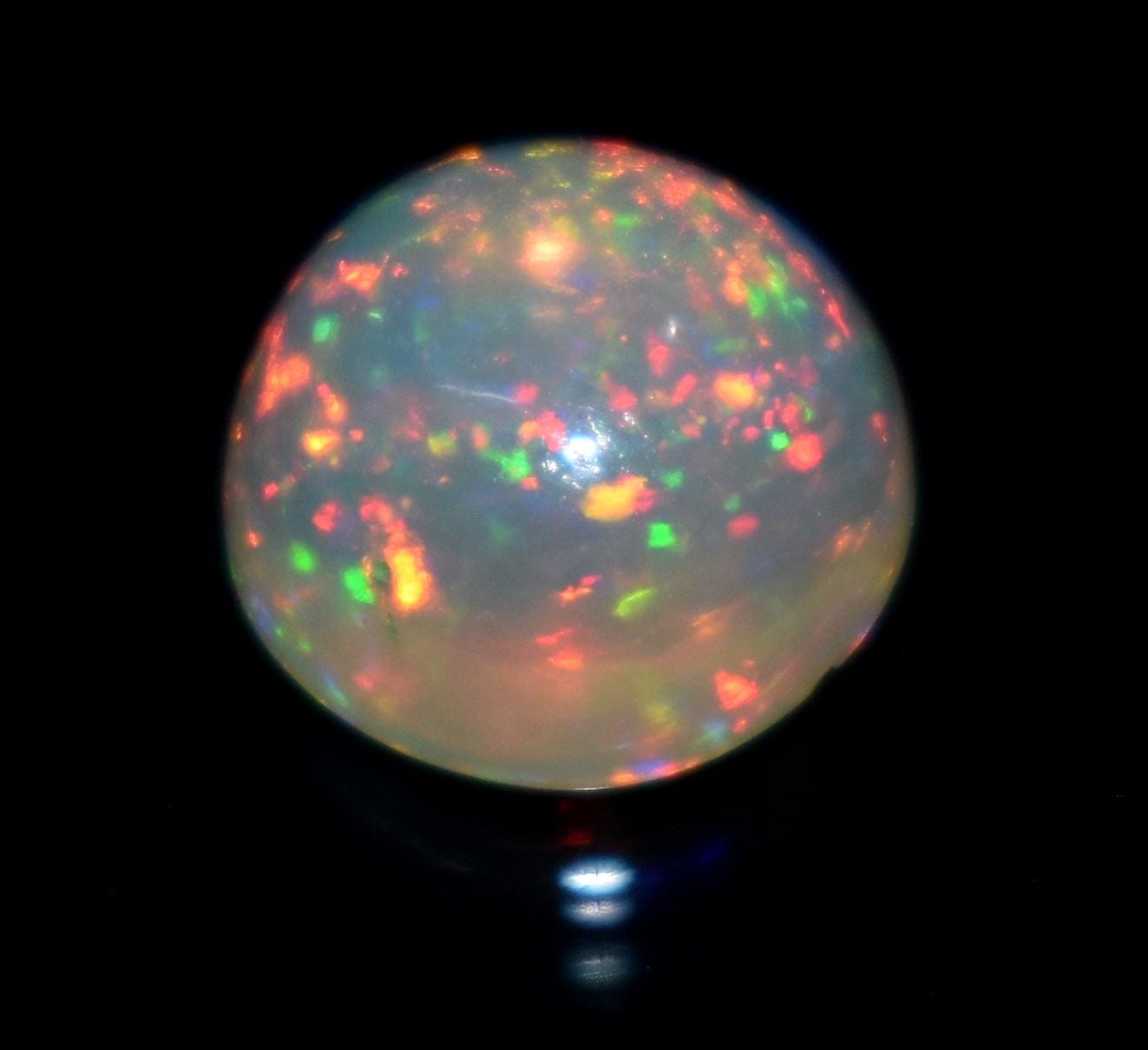 Opal, Natural Ethiopian Opal, Round Shape Welo Fire Cabochon Loose Gemstone, 1.90 Carat, Size-9x9x5mm, Gift For Her, PC-1