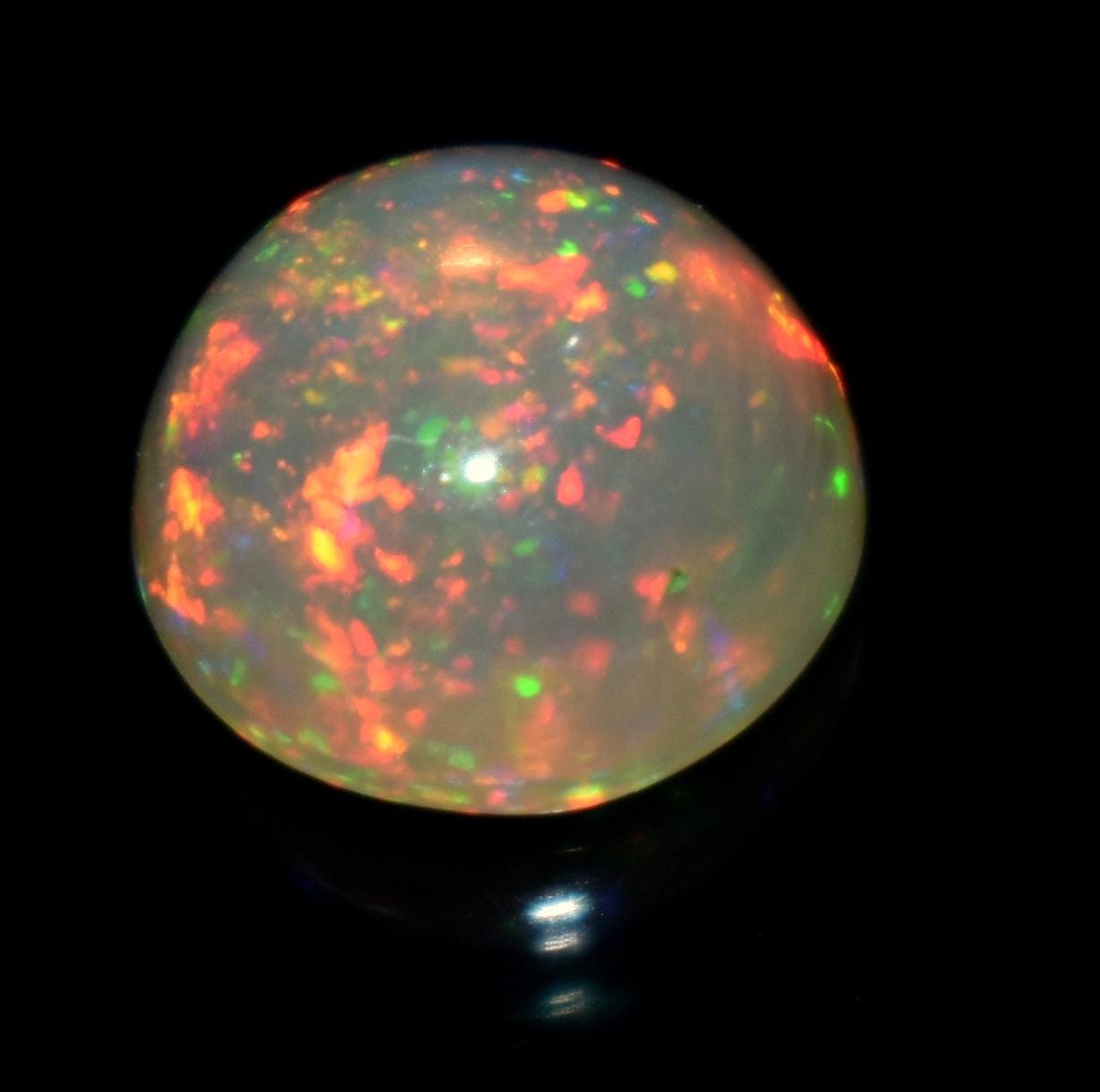 Opal, Natural Ethiopian Opal, Round Shape Welo Fire Cabochon Loose Gemstone, 1.90 Carat, Size-9x9x5mm, Gift For Her, PC-1