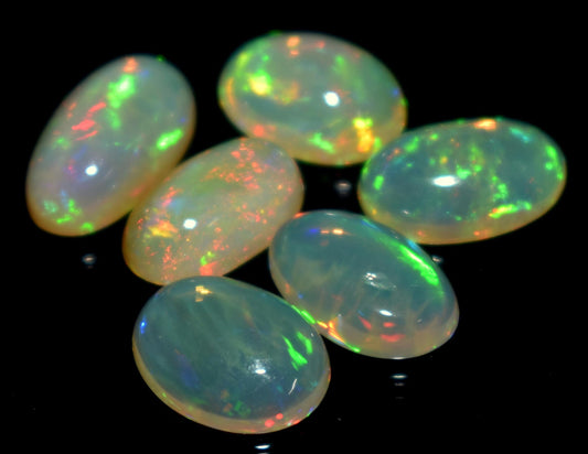 Natural Ethiopian Opal, Oval Welo Fire Cabochon Gemstone Lot, 9.00 Carat, Size-12x8mm To 10x8mm, Gift For Her, PC-6