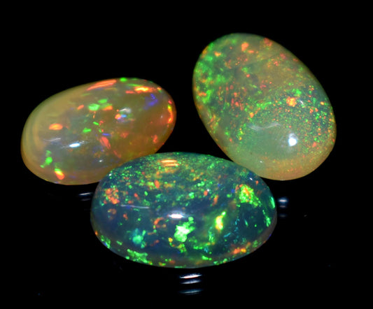 Opal, Natural Ethiopian Opal, Oval Welo Fire Cabochon Gemstone Lot, 6.30 Carat, Size-13x9mm To 12x9mm, Gift For Her, PC-3