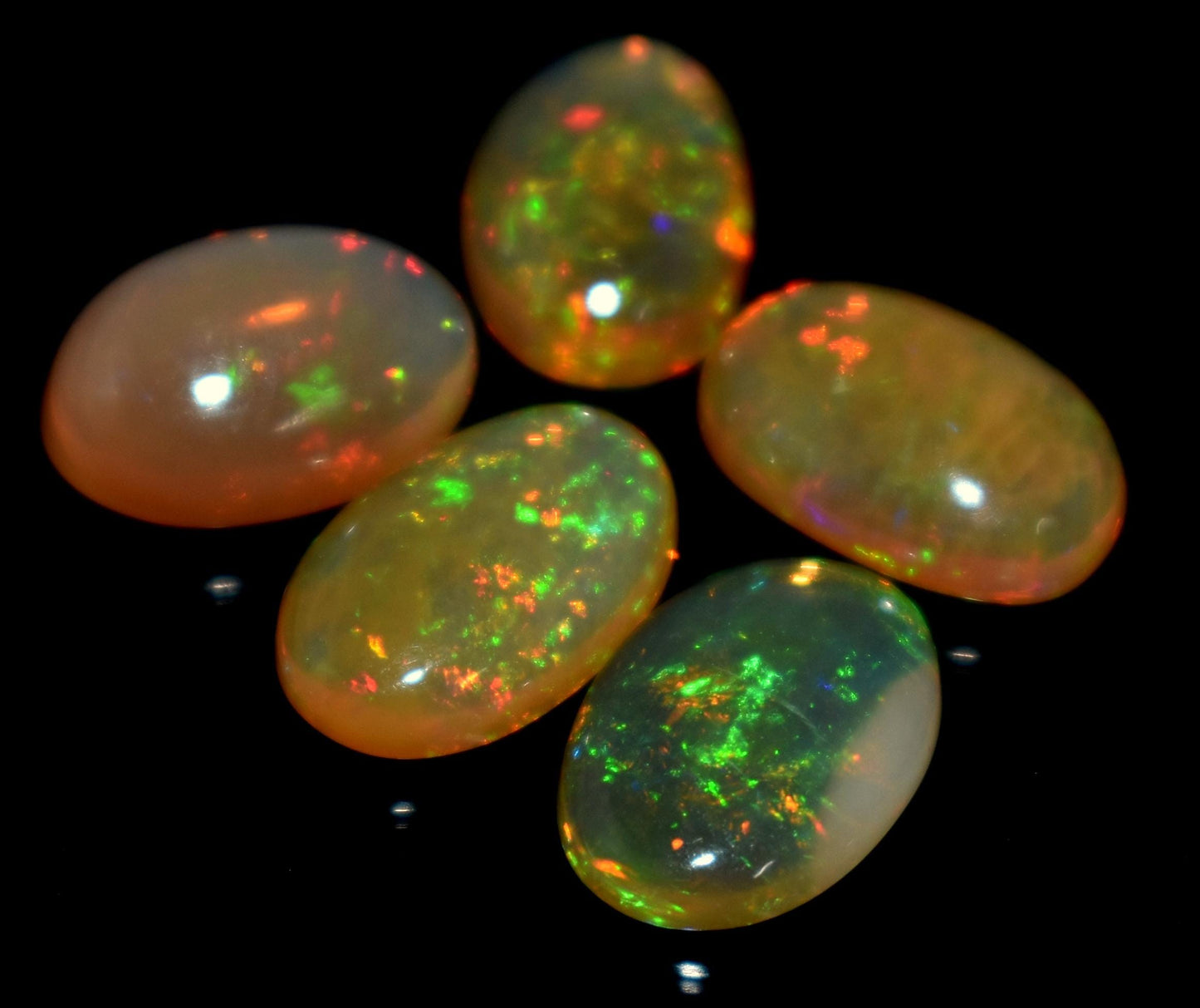 Opal, Natural Ethiopian Opal, Oval Welo Fire Cabochon Gemstone Lot, 8.00 Carat, Size-12x8mm To 11x8mm, Gift For Her, PC-5