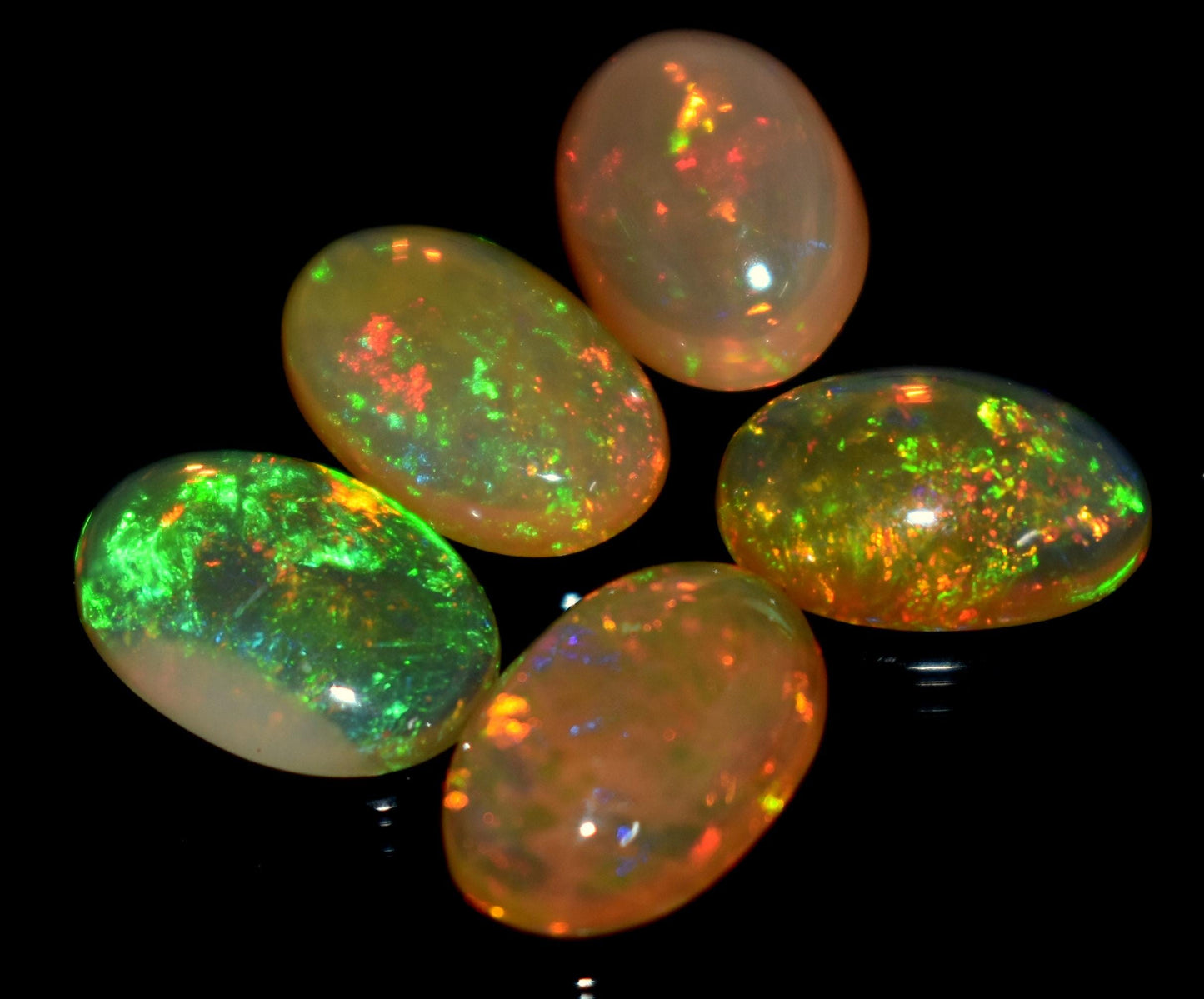 Opal, Natural Ethiopian Opal, Oval Welo Fire Cabochon Gemstone Lot, 8.00 Carat, Size-12x8mm To 11x8mm, Gift For Her, PC-5