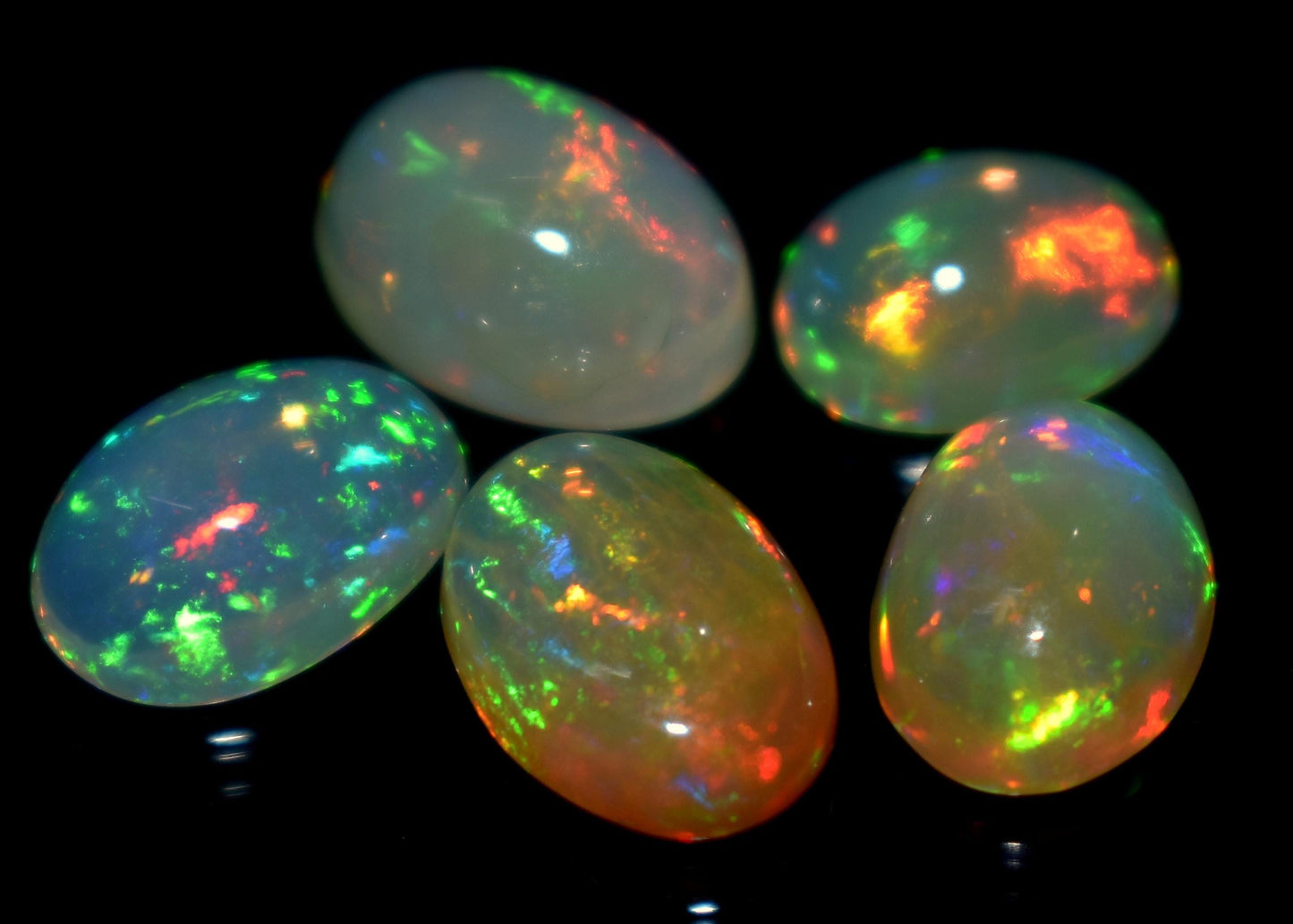 Opal, Natural Ethiopian Opal, Oval Welo Fire Cabochon Gemstone Lot, 8.65 Carat, Size-11x8mm to 9x7mm  Gift For Her, PC-5