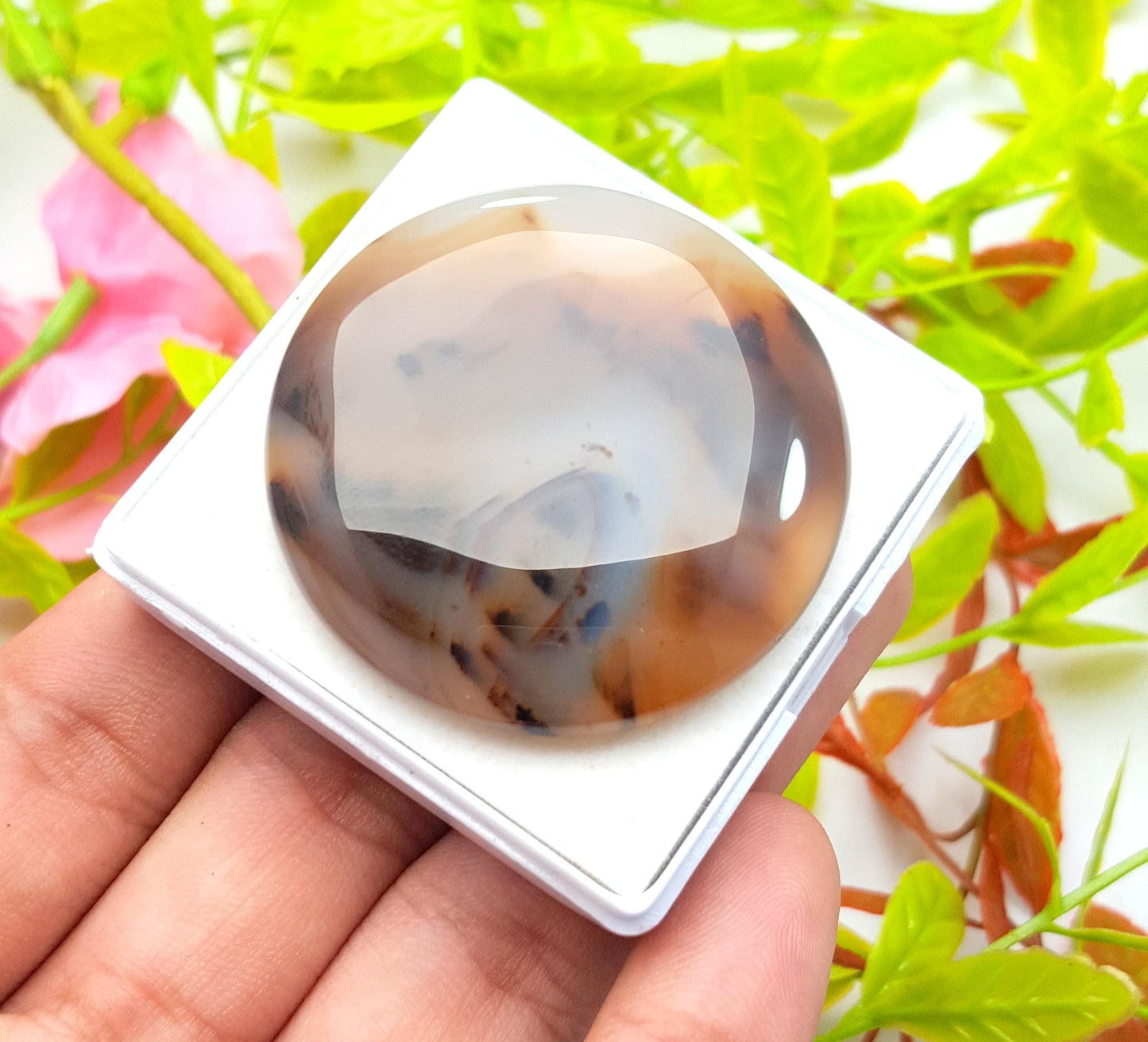 Montana, 100% Natural Montana Agate, Round Smooth Cabochon Loose Gemstone, 116.00 Carat, Size-43x43x7mm, For Jewelry Making, PC-1