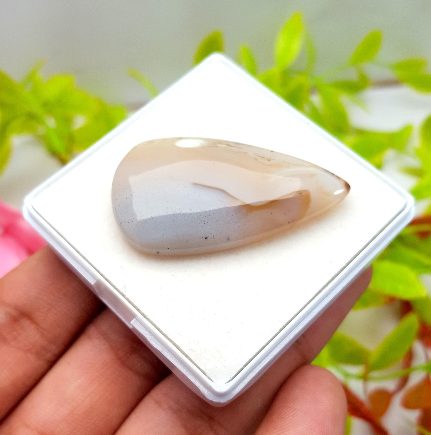 Montana, 100% Natural Montana Agate, Pear Smooth Cabochon Loose Gemstone, 42.40 Carat, Size-40x22x6mm, For Jewelry Making, PC-1