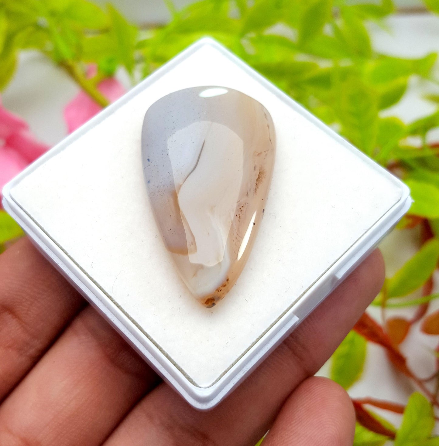 Montana, 100% Natural Montana Agate, Pear Smooth Cabochon Loose Gemstone, 42.40 Carat, Size-40x22x6mm, For Jewelry Making, PC-1