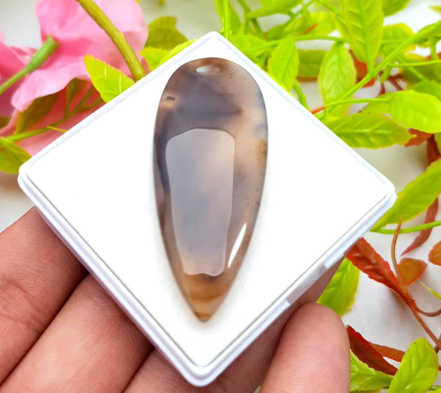 Montana, 100% Natural Montana Agate, PEAR Smooth Cabochon Loose Gemstone, 47.80 Carat, Size-51x20x5mm, For Jewelry Making, PC-1