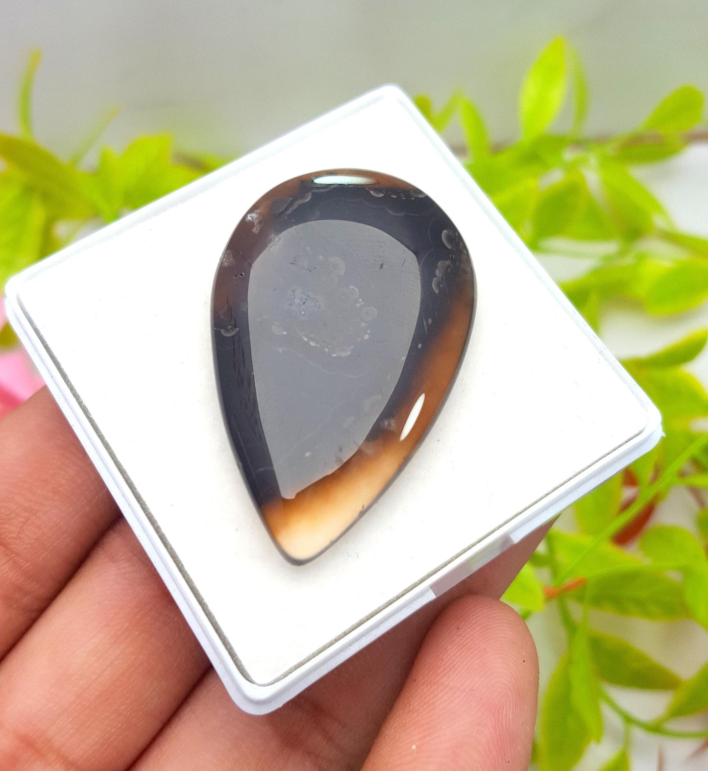 Genuine & 100% Natural Montana Agate, Pear Smooth Cabochon Loose Gemstone, 52.20 Carat, Size-42x26x6mm, For Jewelry Making, PC-1