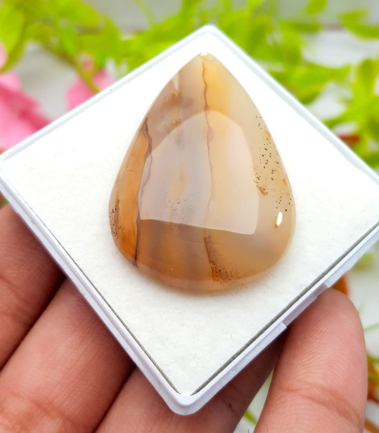 Montana, 100% Natural Montana Agate, Pear Smooth Cabochon Loose Gemstone, 64.30 Carat, Size-43x29x7mm, For Jewelry Making, PC-1