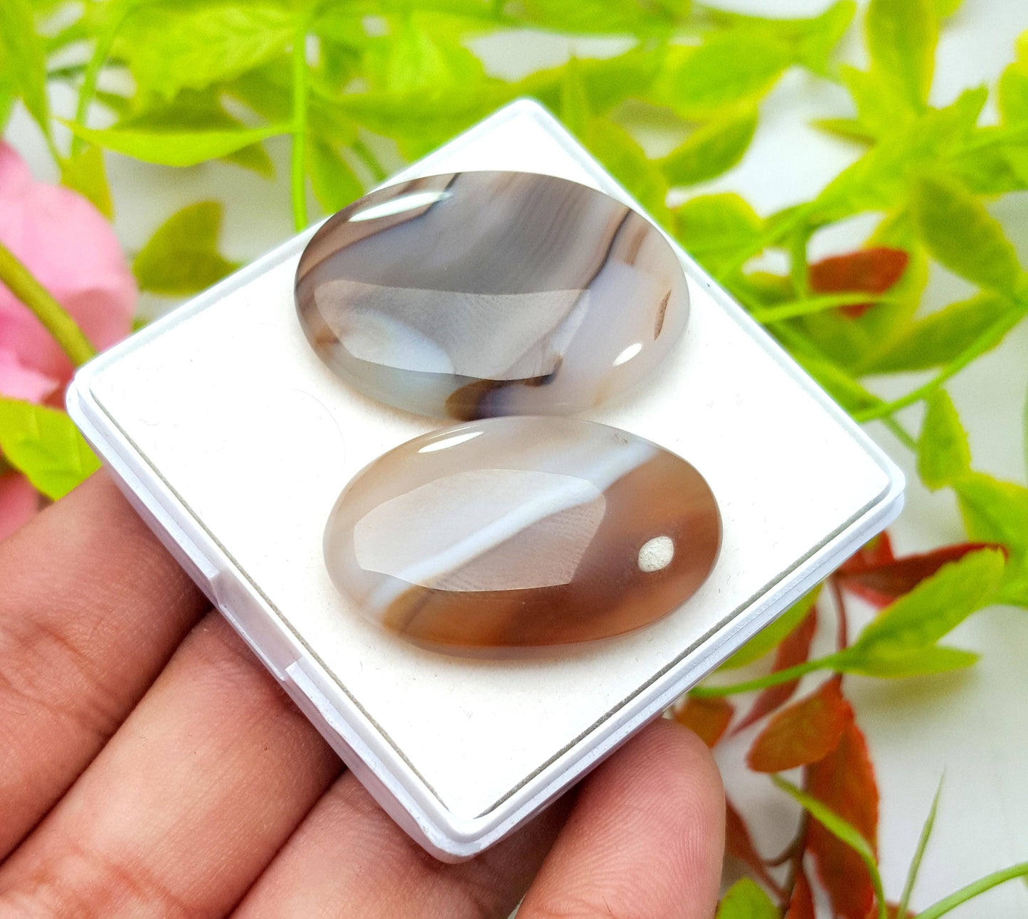 Montana, 100% Natural Montana Agate, Oval Smooth Cabochon Loose Gemstone, 64.15 Ct, Size-32x23x5mm TO 31X19X6mm, For Jewelry Making, PC-2