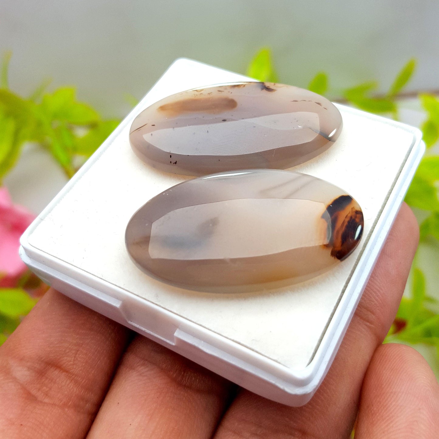 Montana, 100% Natural Montana Agate, Oval Smooth Cabochon Gemstone Lot, 71.70 Ct, Size-35x20x6mm TO 37X20X5mm, For Jewelry Making, PC-2