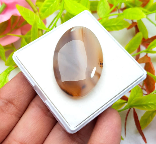 100% Natural Montana Agate, Oval Smooth Cabochon Loose Gemstone, 47.60 Ct, Size-39x25x6mm, For Jewelry Making, PC-1