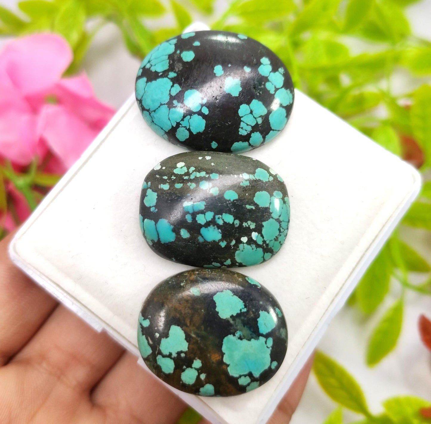 Turquoise, 100% Natural Tibetan Turquoise, Oval Smooth Cabochon Gemstone Lot, 89.30 Carat, Size-31x25x7mm To 26x21x5mm, For Jewelry Making,