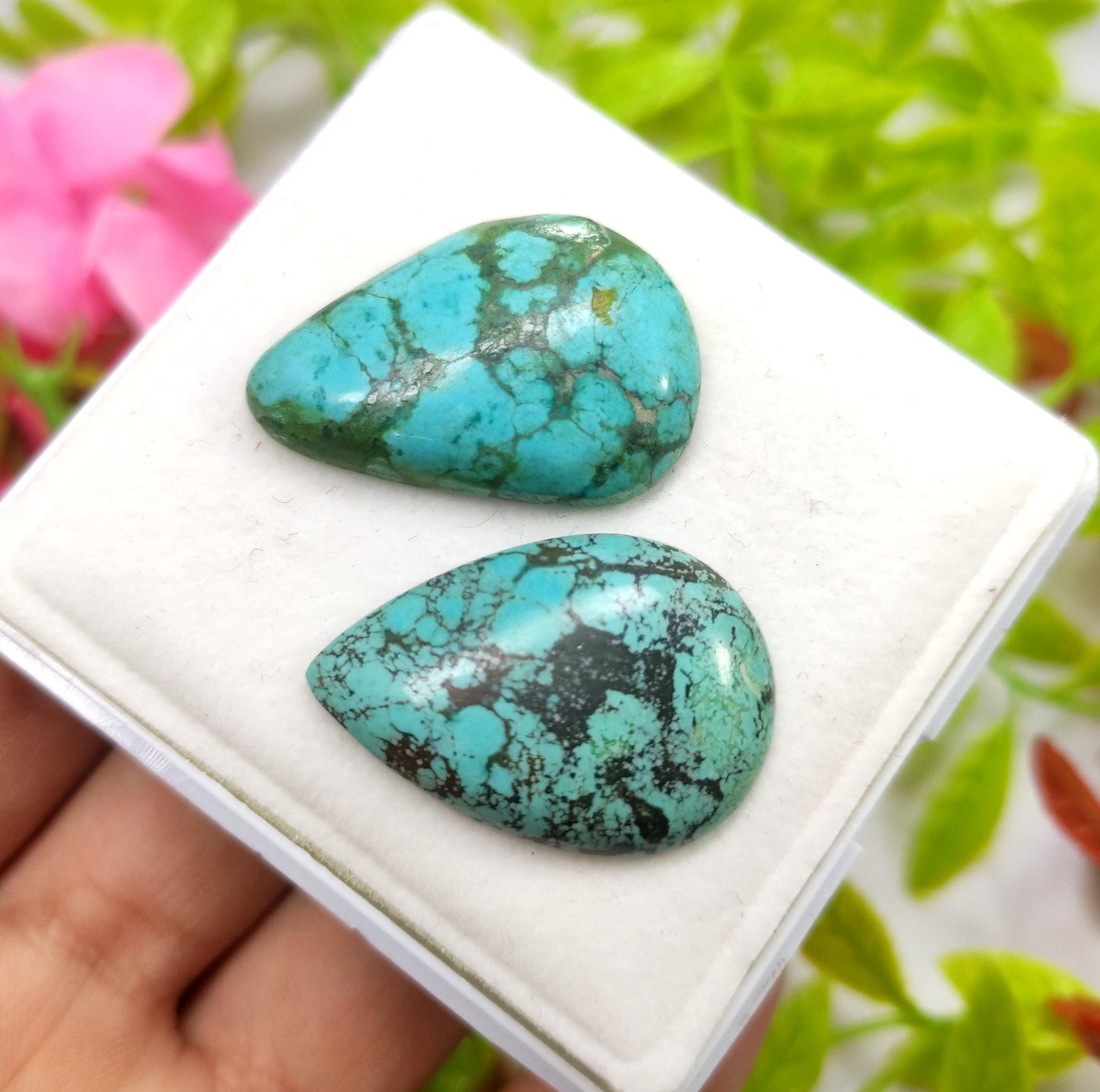 Turquoise, 100% Natural Tibetan Turquoise, Pear Smooth Cabochon Gemstone Lot, 40.90 Carat, Size-31x11x6mm To 30x21x5mm, For Jewelry Making,