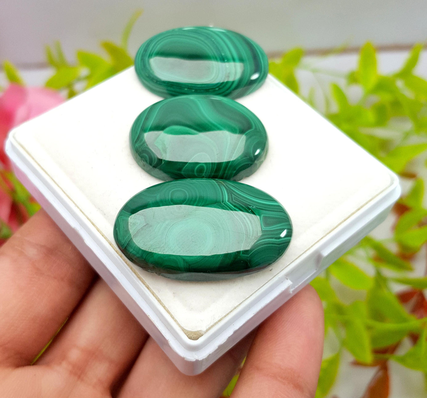 Malachite, 100% Natural Malachite, Oval Smooth Cabochon Gemstone Lot, 151.50 Carat, Size-33x20x6mm To 29x22x6mm, For Jewelry Making, PC-3