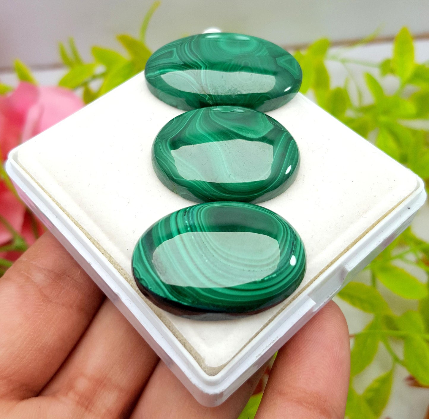 Malachite, 100% Natural Malachite, Oval Smooth Cabochon Gemstone Lot, 151.50 Carat, Size-33x20x6mm To 29x22x6mm, For Jewelry Making, PC-3