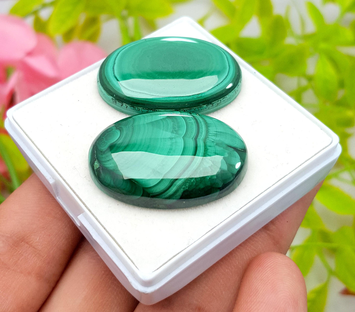 Malachite, 100% Natural Malachite, Oval Smooth Cabochon Gemstone Lot, 101.90 Carat, Size-30x21x6mm To 31x22x6mm, For Jewelry Making, PC-2