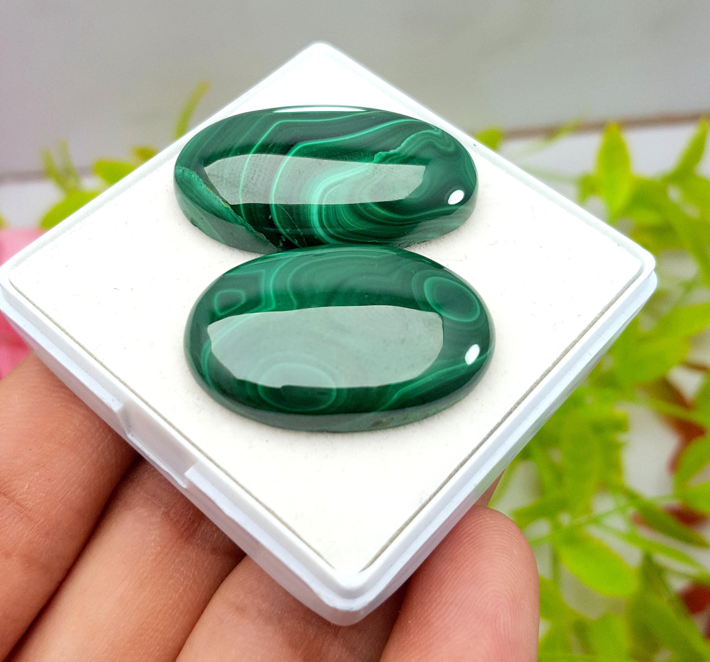 Malachite, 100% Natural Malachite, Oval Smooth Cabochon Gemstone Lot, 199.85 Carat, Size-30x20x6mm To 32x18x7mm, For Jewelry Making, PC-2