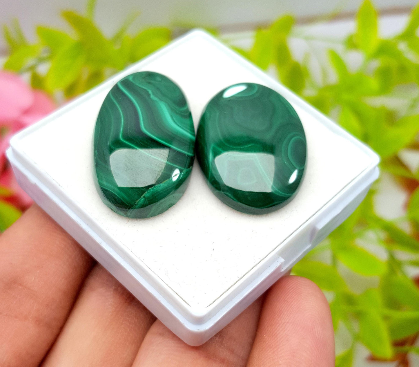 Malachite, 100% Natural Malachite, Oval Smooth Cabochon Gemstone Lot, 199.85 Carat, Size-30x20x6mm To 32x18x7mm, For Jewelry Making, PC-2