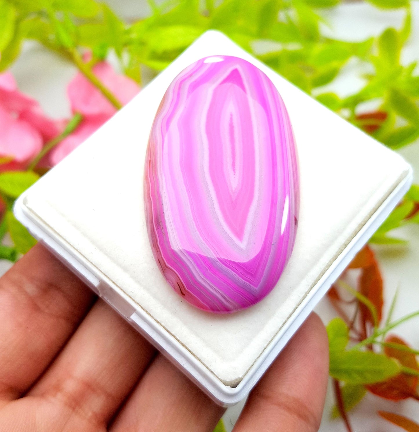 Agate, 100% Natural Pink Banded Agate, Oval Huge Size Cabochon Loose Gemstone, 105.00 Carat, Size-57x31x7mm, For Jewelry Making,