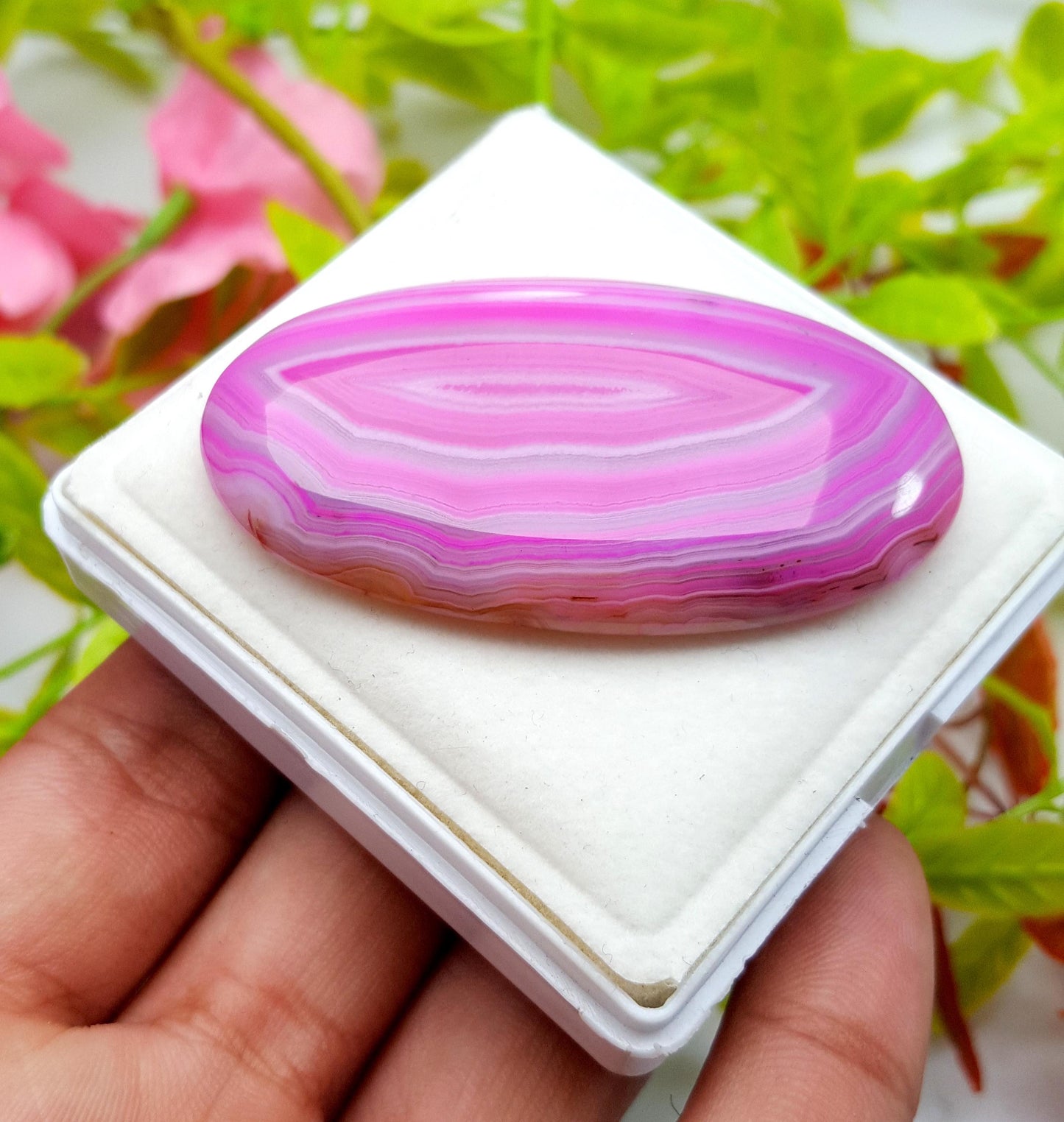 Agate, 100% Natural Pink Banded Agate, Oval Huge Size Cabochon Loose Gemstone, 105.00 Carat, Size-57x31x7mm, For Jewelry Making,