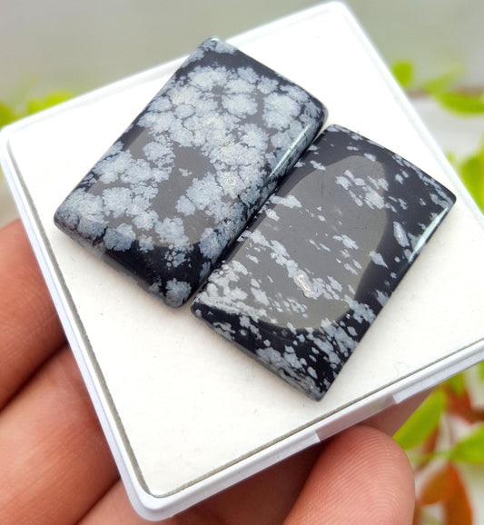 Obsidian, 100% Natural Snow Flake Obsidian, Octagon Smooth Cabochon Gemstone Lot, 50.90 Carat, Size-31x18x5mm To 30x17x4mm, Gift For Her,