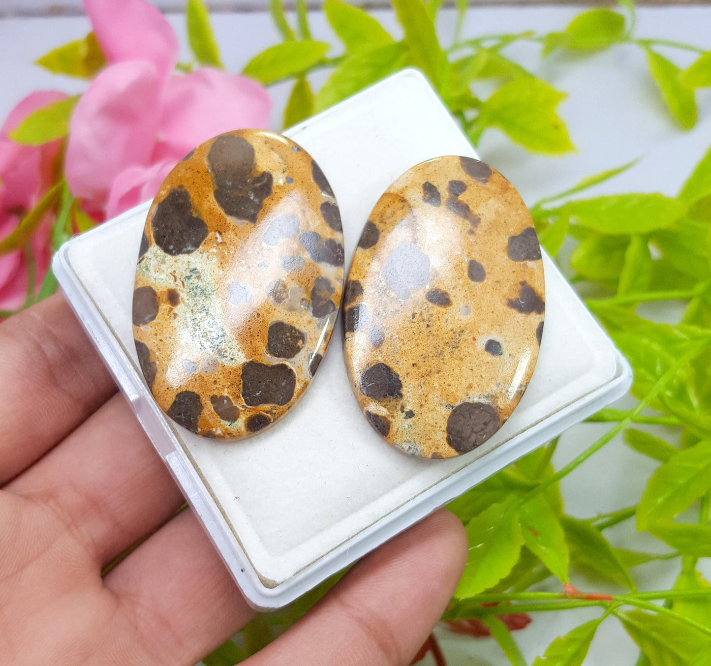 Jasper, Natural Picture Jasper, Oval Smooth Cabochon Gemstone Lot, 114.40 Carat, Size-45x27x4mm To 45x27x5mm, For Jewelry Making,