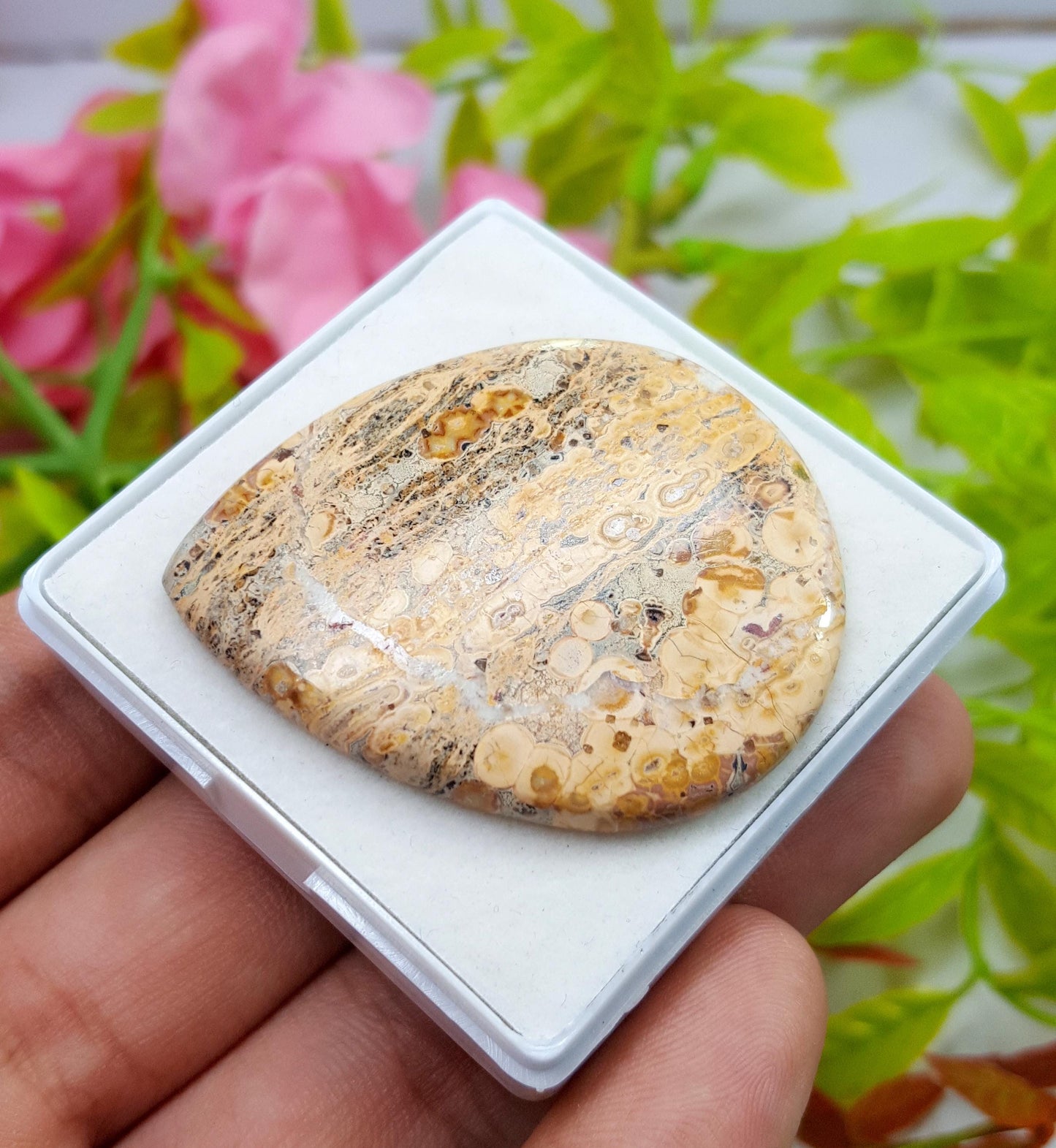 Jasper, Natural Picture Jasper, Pear Smooth Cabochon Loose Gemstone, 60.60 Carat, Size-46x37x5mm, For Jewelry Making,