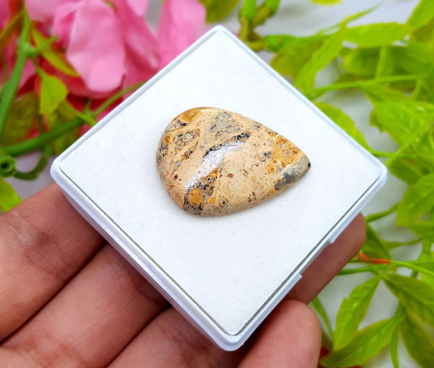 Jasper, Natural Picture Jasper, Pear Smooth Cabochon Loose Gemstone, 35.10 Carat, Size-31x23x5mm, For Jewelry Making,