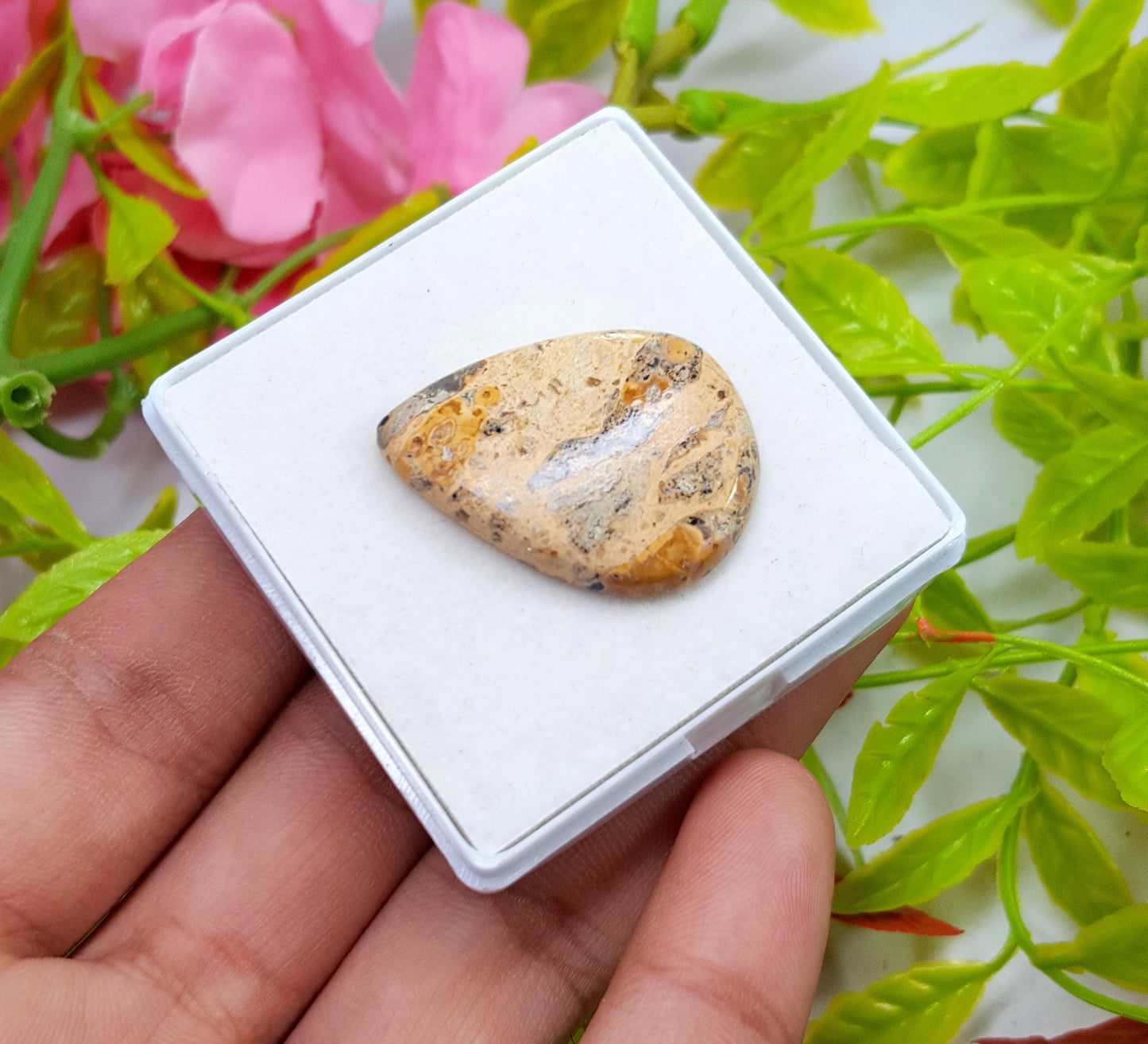 Jasper, Natural Picture Jasper, Pear Smooth Cabochon Loose Gemstone, 35.10 Carat, Size-31x23x5mm, For Jewelry Making,