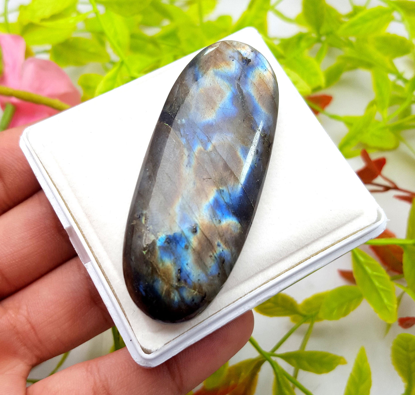 Labradorite, 100% Natural Multi Flashy Labradorite, Oval Smooth Cabochon Loose Gemstone, 141.00 Carat, Size-66x25x9mm, Gift For Her, PC-1