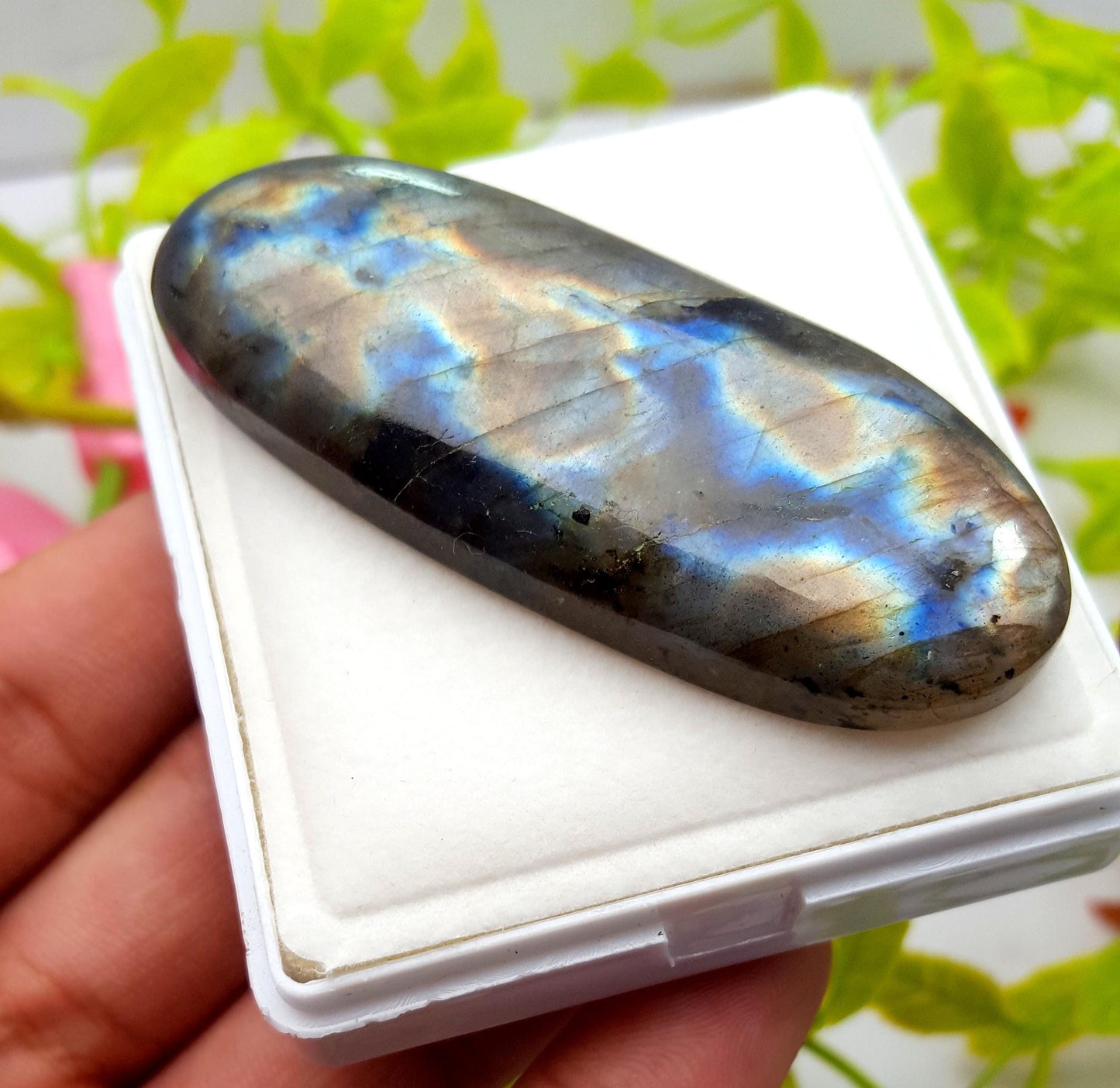 Labradorite, 100% Natural Multi Flashy Labradorite, Oval Smooth Cabochon Loose Gemstone, 141.00 Carat, Size-66x25x9mm, Gift For Her, PC-1