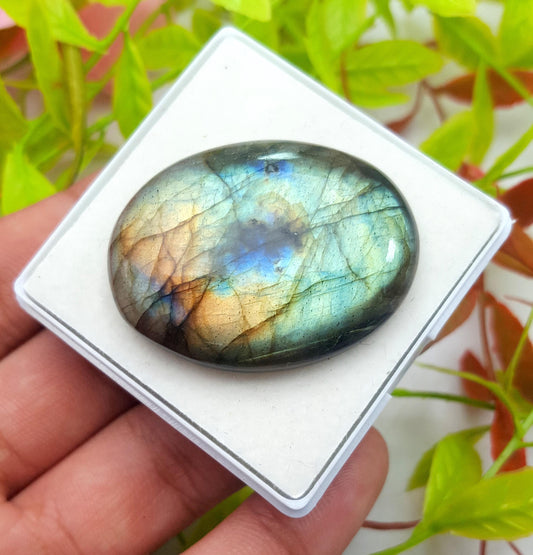 100% Natural Multi Labradorite, Oval Smooth Cabochon Loose Gemstone, 86.10 Carat, Size-40x31x8mm, Gift For Her, PC-1