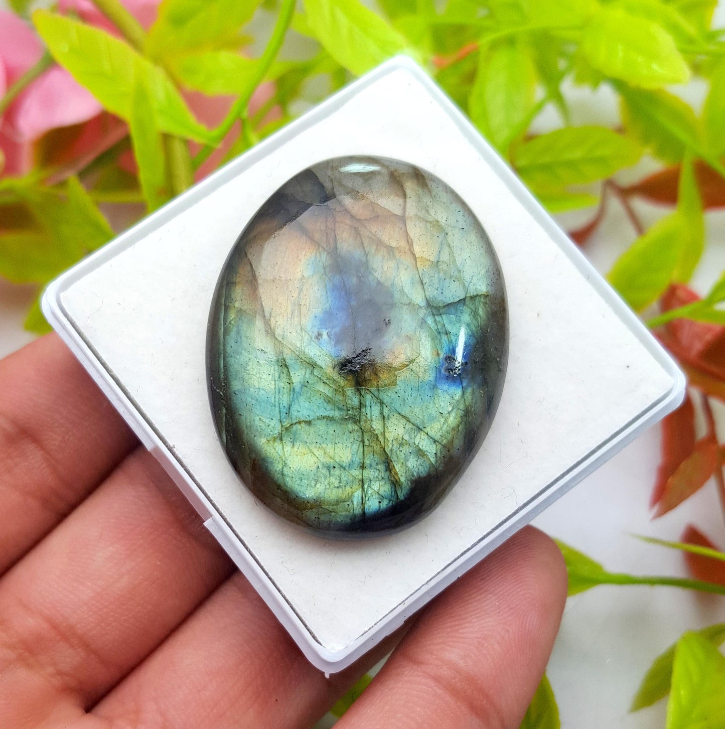 100% Natural Multi Labradorite, Oval Smooth Cabochon Loose Gemstone, 86.10 Carat, Size-40x31x8mm, Gift For Her, PC-1