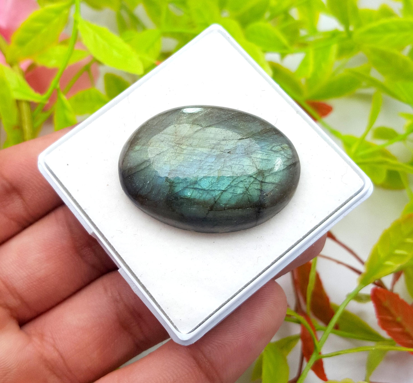 100% Natural Multi Labradorite, Oval Smooth Cabochon Loose Gemstone, 59.60 Carat, Size-36x26x8mm, Gift For Her, PC-1